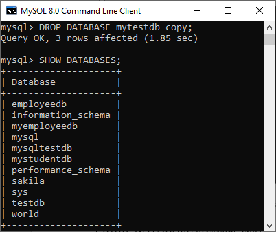 MySQL 删除数据库