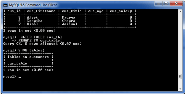 MySQL 修改表