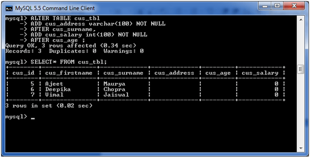 MySQL 修改表