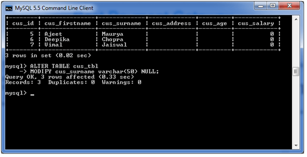 MySQL 修改表