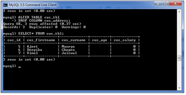 MySQL 修改表