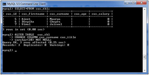 MySQL 修改表