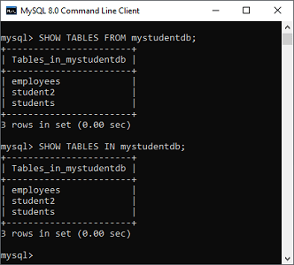 MySQL 展示或列出表格