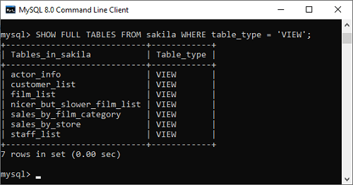 MySQL 展示或列出表格