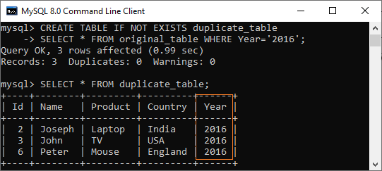 MySQL 复制/克隆/复制表