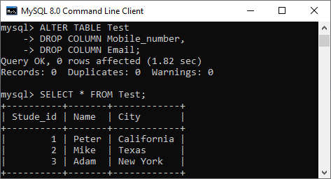 MySQL 添加/删除列