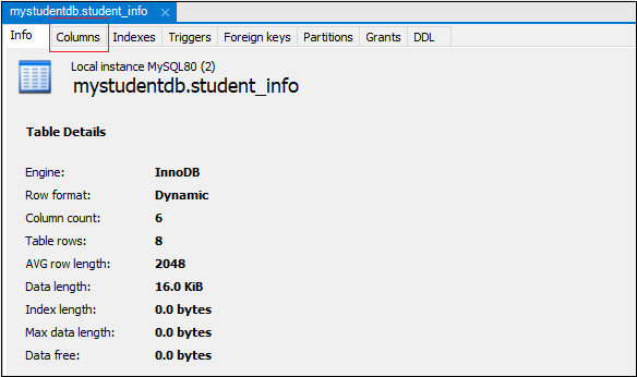 MySQL 显示列