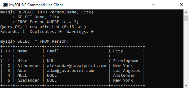 MySQL REPLACE语句