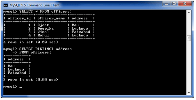 MySQL DISTINCT 子句