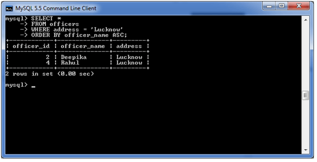 MySQL ORDER BY 子句