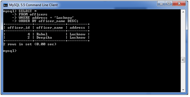 MySQL ORDER BY 子句