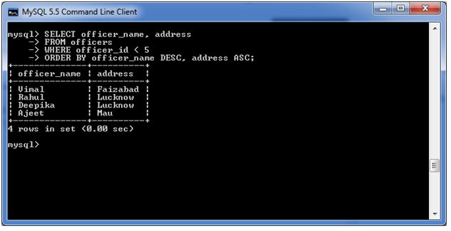 MySQL ORDER BY 子句