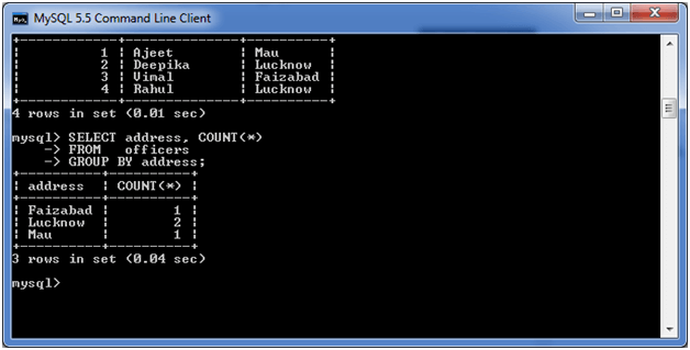 MySQL GROUP BY子句