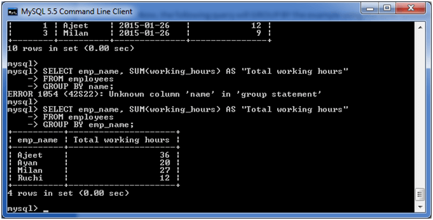 MySQL GROUP BY子句