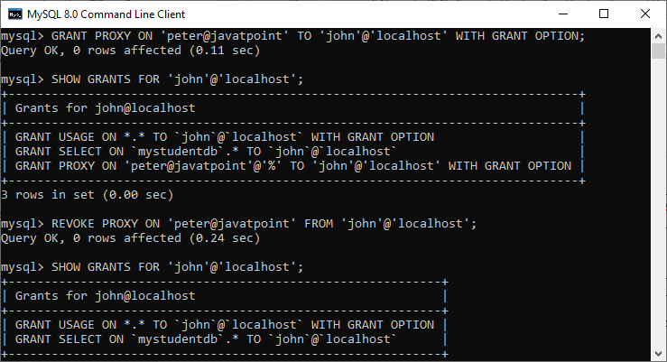 MySQL 取消权限