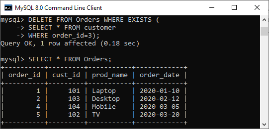 MySQL EXISTS关键字