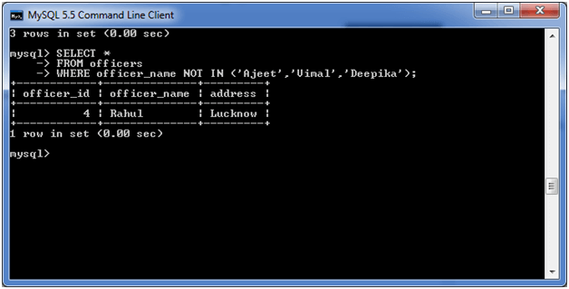 MySQL NOT条件