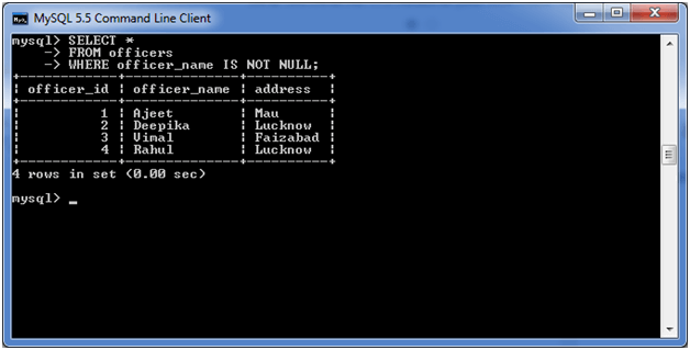 MySQL IS NOT NULL条件