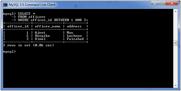 MySQL BETWEEN条件