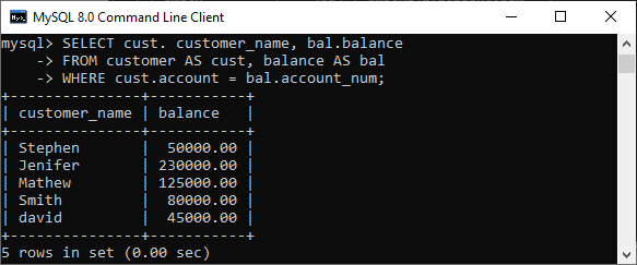 MySQL 等值连接