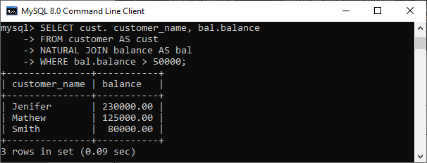 MySQL 自然连接