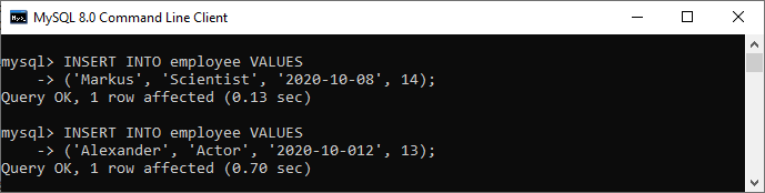 MySQL BEFORE INSERT 触发器