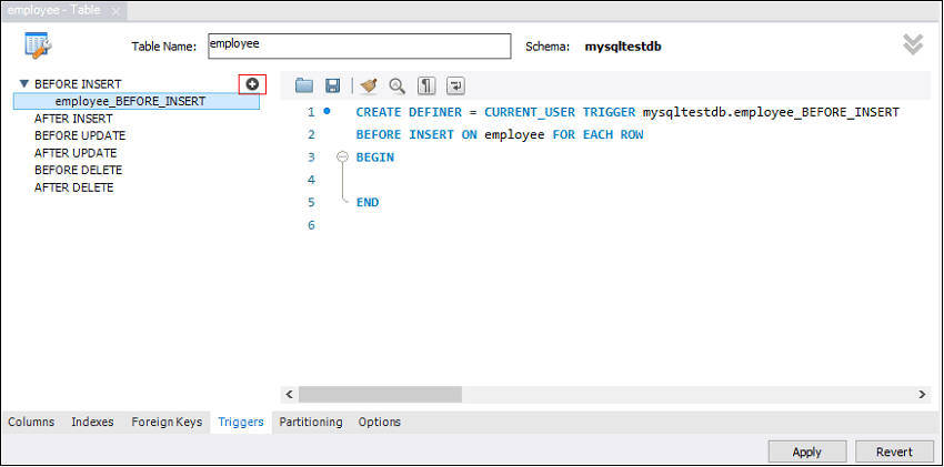 MySQL BEFORE INSERT 触发器