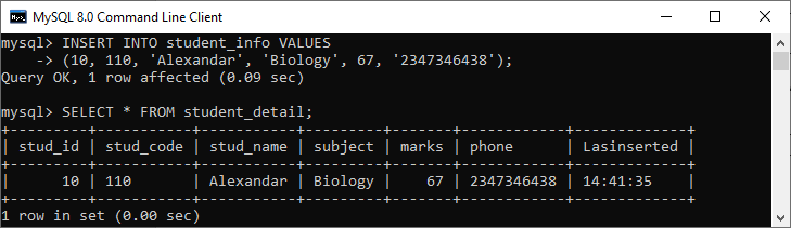 MySQL AFTER INSERT触发器