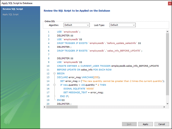 MySQL BEFORE UPDATE触发器