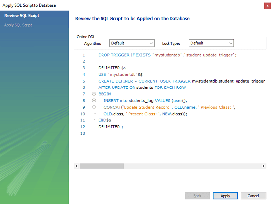 MySQL AFTER UPDATE触发器