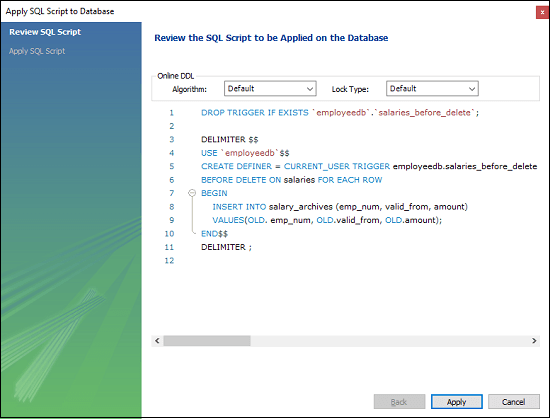 MySQL BEFORE DELETE 触发器