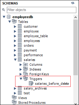 MySQL BEFORE DELETE 触发器