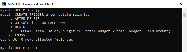 MySQL AFTER DELETE触发器