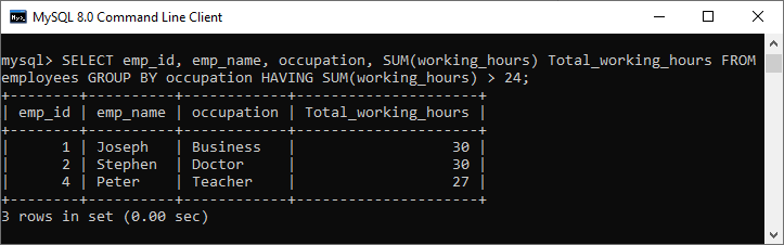 MySQL sum() 函数