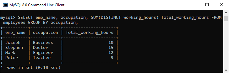 MySQL sum() 函数