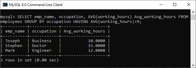 MySQL avg函数