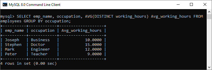 MySQL avg函数