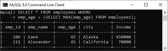 MySQL MAX函数