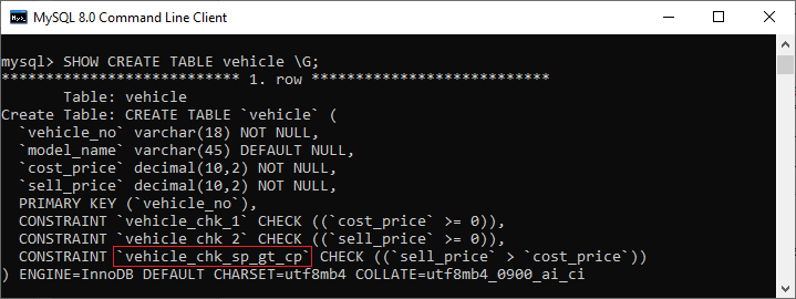 MySQL 检查约束