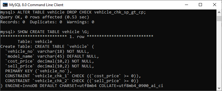 MySQL 检查约束