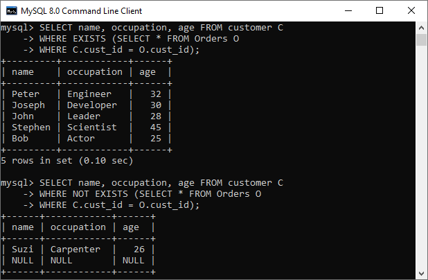 MySQL 子查询