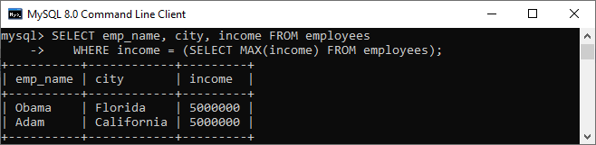 MySQL 子查询