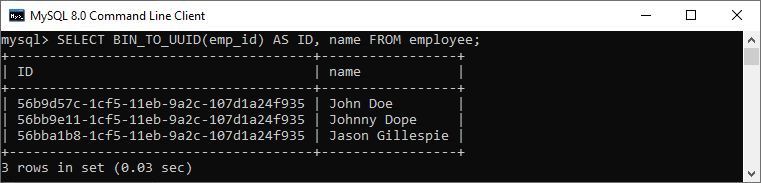 MySQL UUID