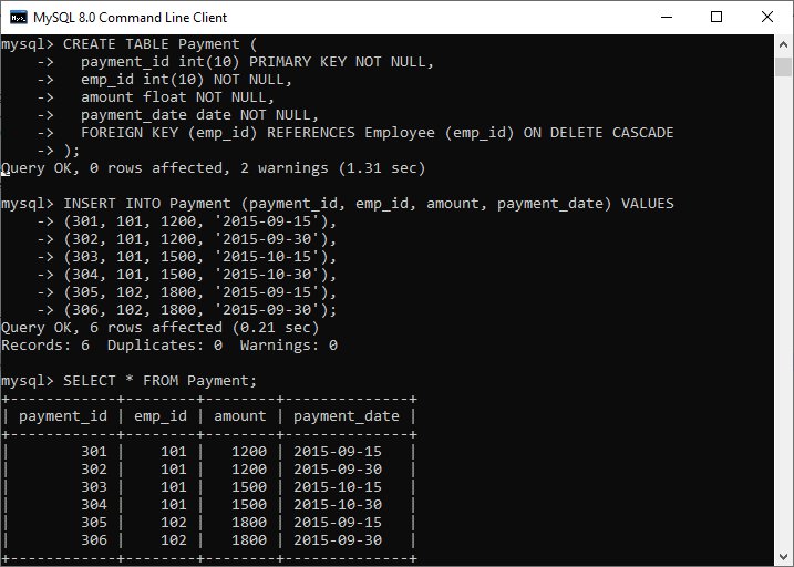 MySQL ON DELETE CASCADE子句