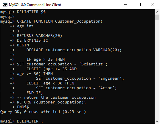 MySQL 存储函数