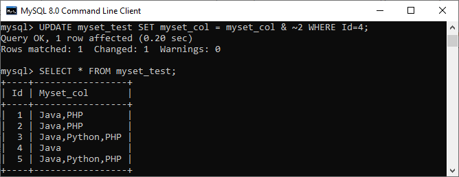 MySQL SET数据类型