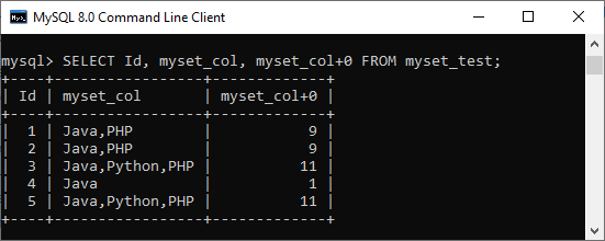 MySQL SET数据类型