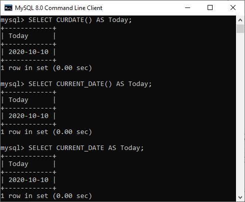 MySQL 今天