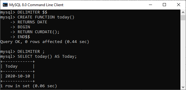 MySQL 今天