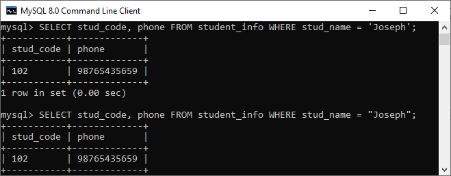 MySQL 字面量